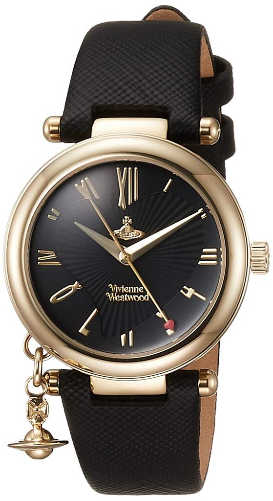 Vivienne Westwood Orb Heart Watch, Black Dial, Leather Strap, Quartz Movement, Women's [Parallel Import]