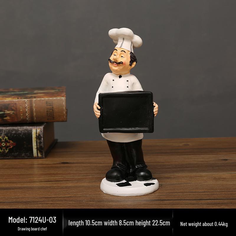 Ornament Retro American Chef Rășină: Decor elegant de masă pentru casă, restaurant sau bucătăria cafenelei