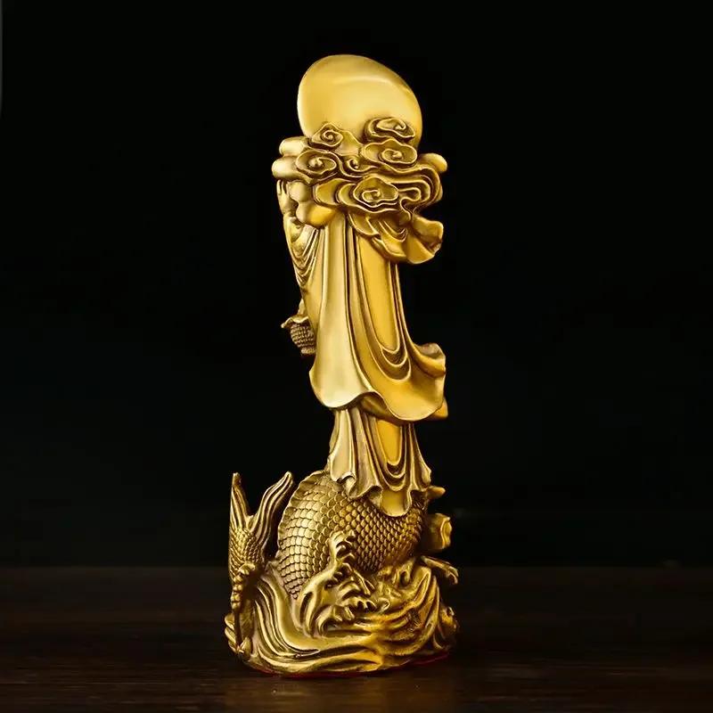 Copper Buddha Dragon Guanyin Ornaments Stand Bodhisattva Home Living Room Desktop Statue