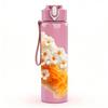 1PC Orange Tulip Flower Watercolor Print 750ml Color Plastic Sports Water Bottle Leakproof Flip Straw Lid Suitable for Sports Office Home Use