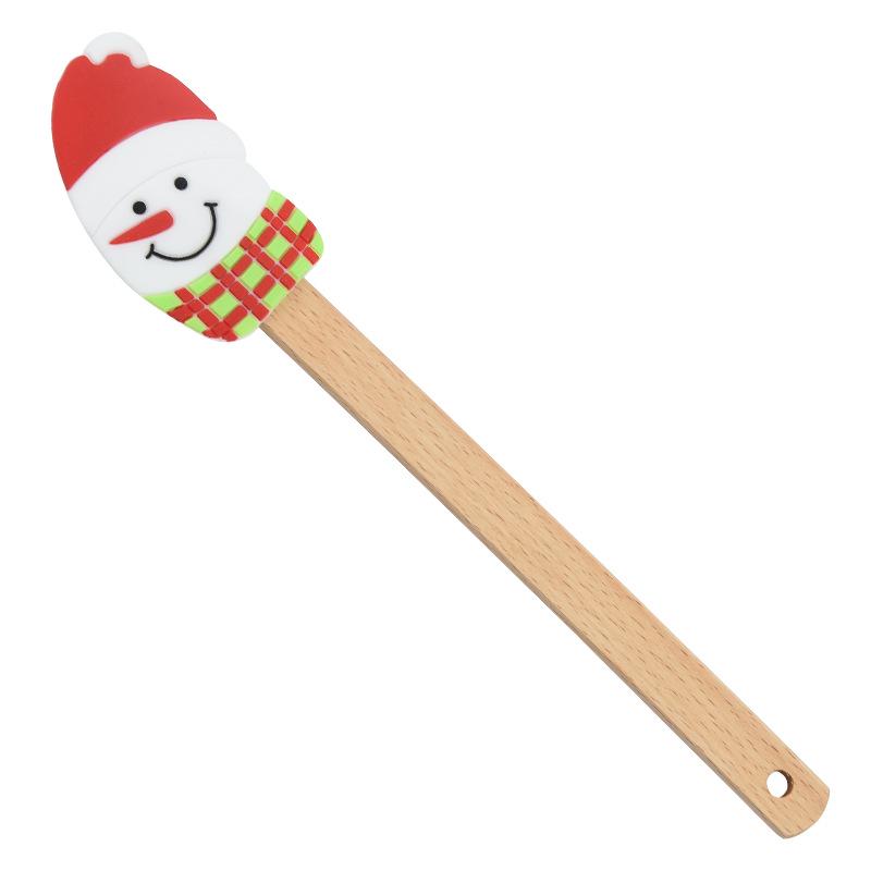 Beech Wood Silicone Christmas Cake Spatula & Scraper for Baking