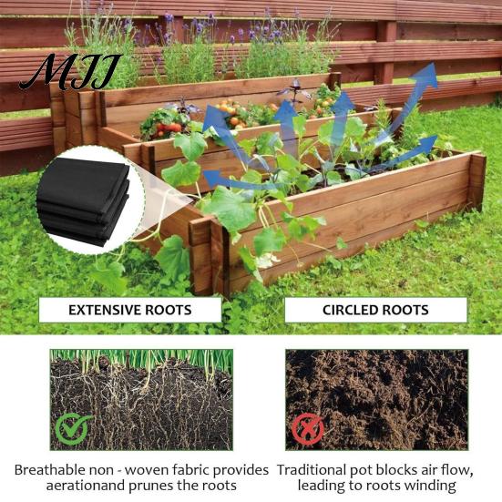 Cuttable Garden Bed Liner Raised Liner, Keeps Soil Contained and Water Drainage, Breathable Heavy Duty Fabric Planter Box Non Woven Plant for