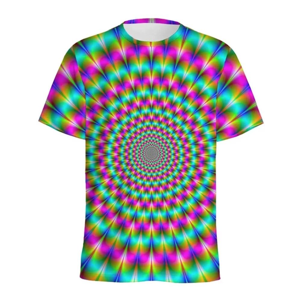 Sommer Spirale Schwindel Muster T-Shirt Für Männer Lässig Rundhals Kurzarm Tee Tops 3D Gedruckte Optische Täuschung T-Shirts Tops