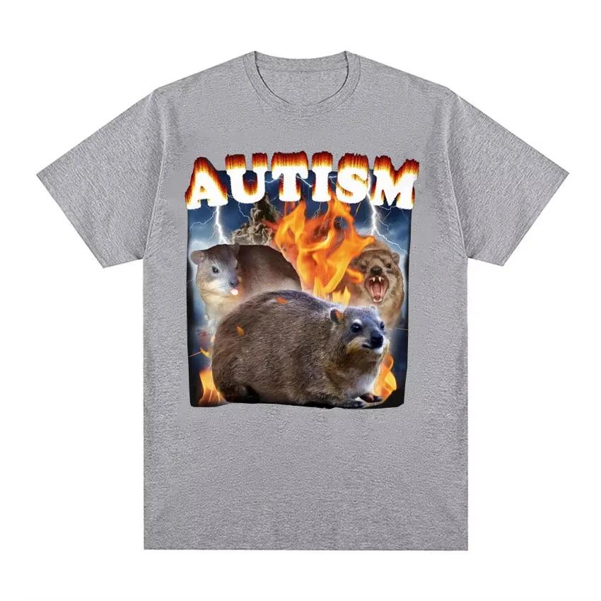 

Autism Funny Hyrax Meme Tee Shirt Women Clothing Harajuku Vintage Oversized T-shirt Unisex Summer O-Neck Tops Short Sleeve Shirt S