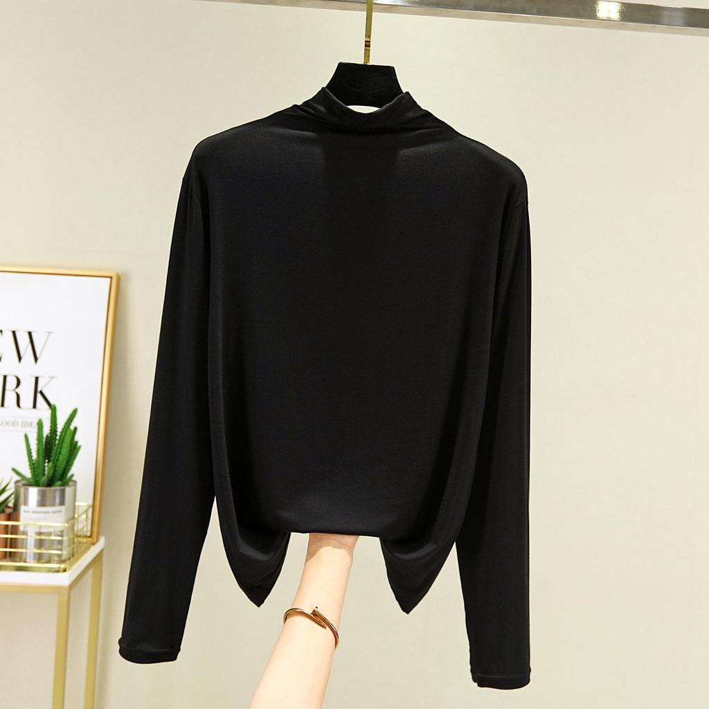 TurtleNeck Long Sleeve Tshirt Women Autumn Bottoming T-Shirts Tops Solid Slim Fit Pullovers Casual Tees Shirts Base Tees