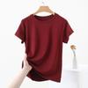 2025 Women's Slim-Fit Short-Sleeve Summer T-Shirt with Straight Shoulders and Round Neck