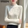 Schwerer Strass-Pullover für Damen, dick, Winter, Slim Fit, innen gestrickter Basis-Pullover-Top