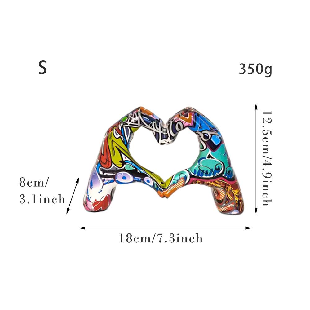 Colorful love gesture ornament, resin craft decoration for home living room desktop and bookshelf, couple, Valentine's Day gift