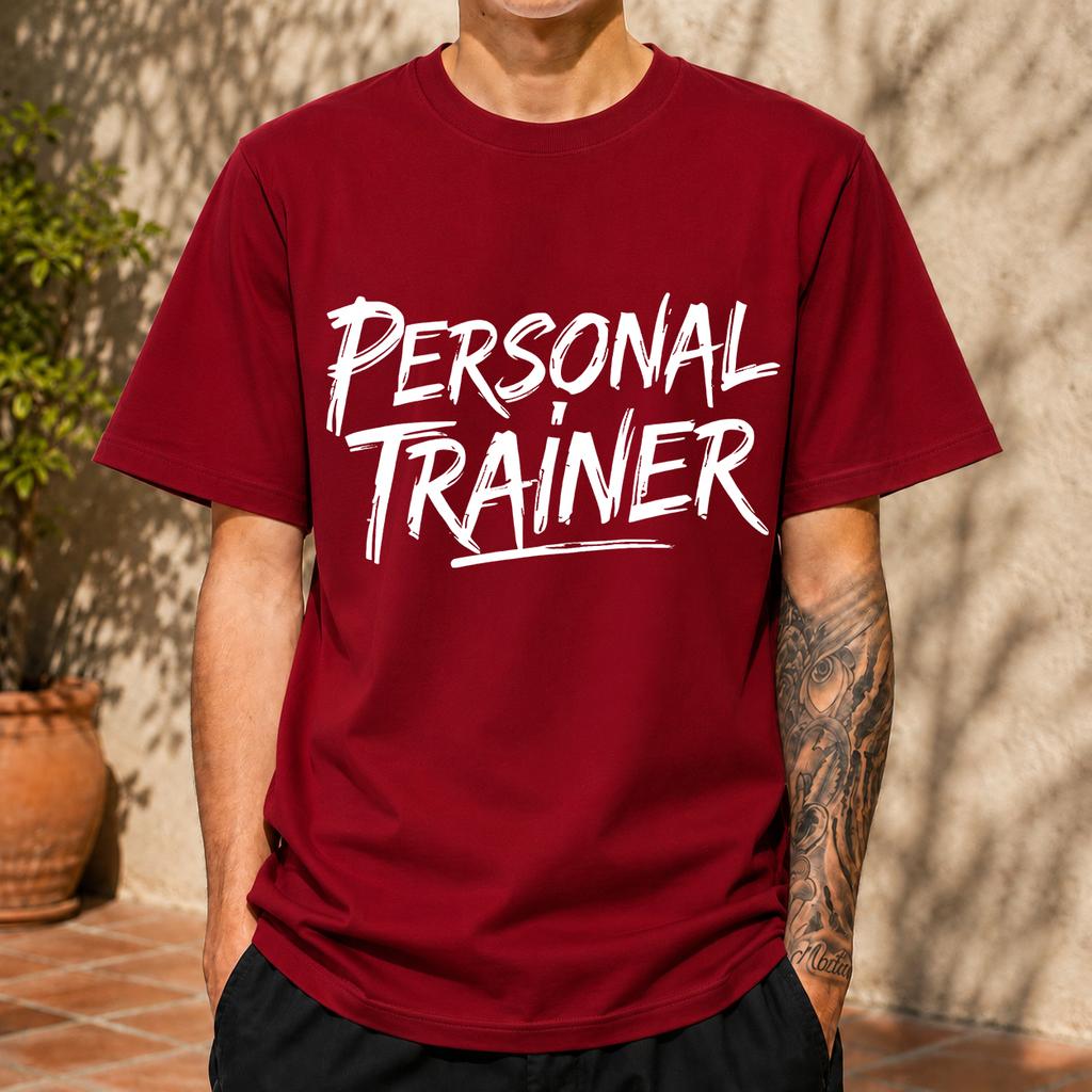 2026 New Pure Cotton Tshirt Fitness Personal Trainer Print Casual Short Sleeve