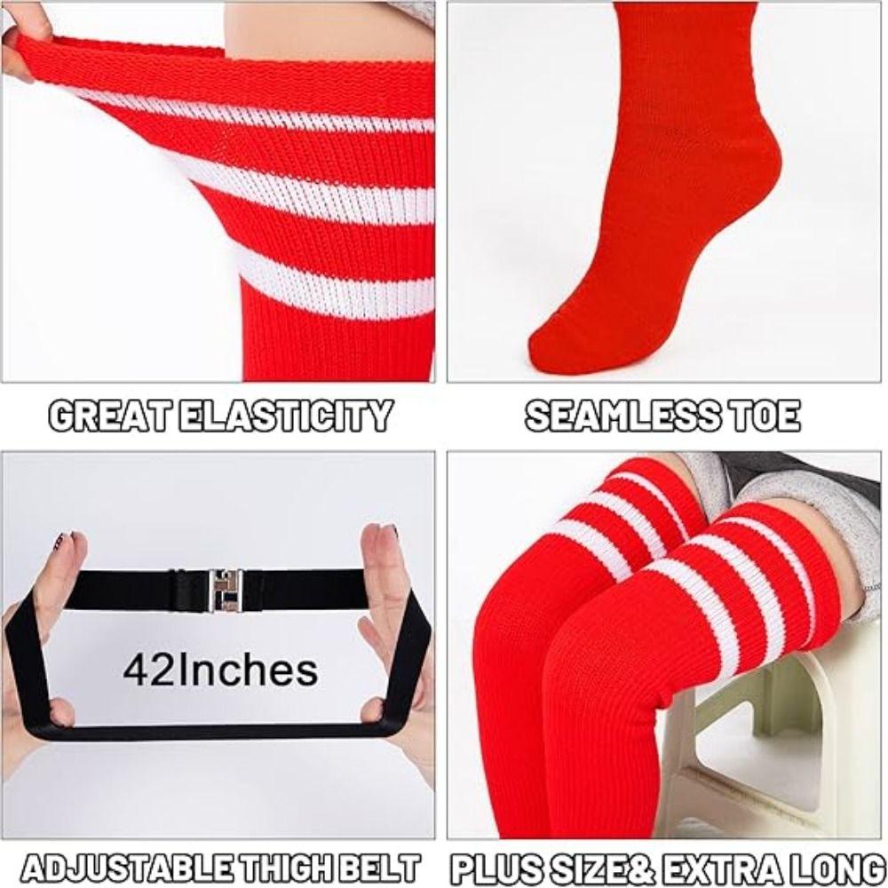 Knitted Thigh High Socks Plus Size Leg Warmer Rainbow Striped Tube Socks Thick Thighs