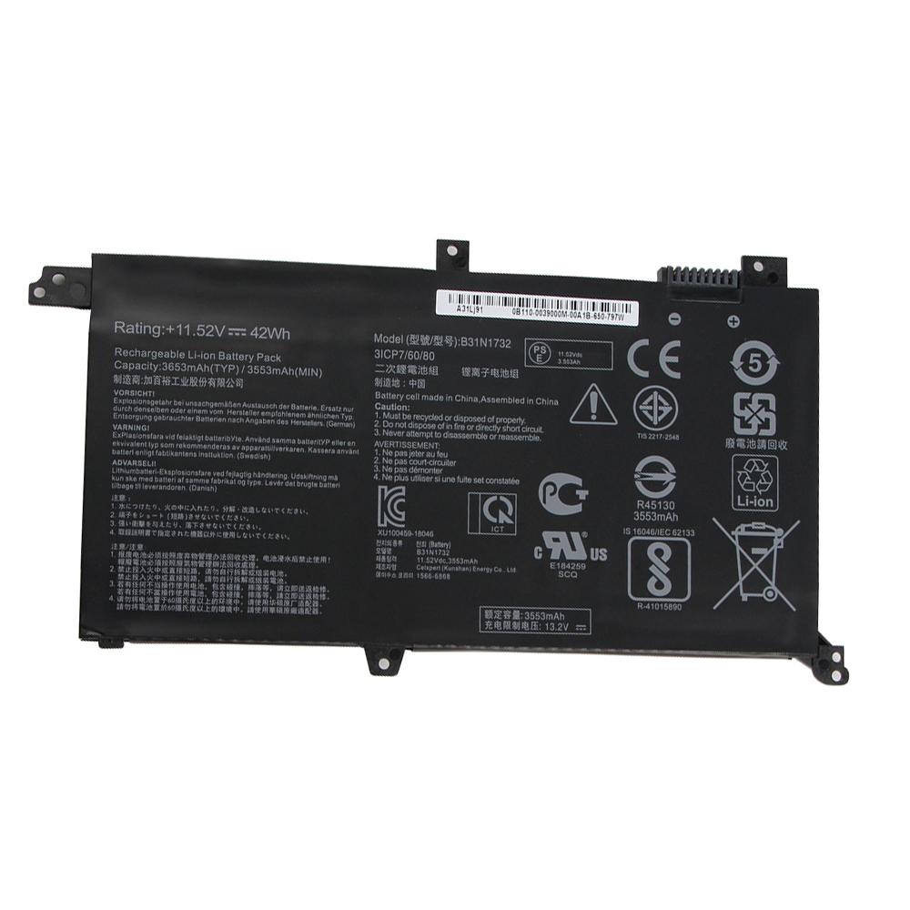 New Replacement Battery B31N1732 For ASUS VivoBook S14 S430FA S430FN S430UA X430UN V430UF V430 X571 F571 K571 3653mAh with Tools