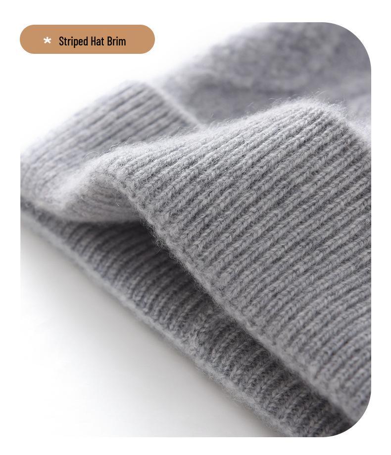 Kids' Medium/Large College Style Cashmere Wool Hat - Diamond Pattern, Solid Color, Autumn/Winter Warm Heavy Knit