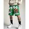 European and American Men's Summer Skull Letter Print Comfortable Breathable Drawstring Shorts Outdoor Street Pants