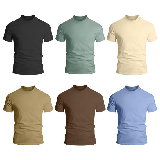 Herren Schlankes T-Shirt Rundhals Kurzarm Sommer T-Shirt Lässig Einfarbiges T-Shirt für Fitnessstudio Straße Strandbekleidung