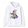 Kids Boys Girls Pullover Hoodie, Cool Cartoon Skateboarding Dinosaur Print Casual Lightweight Hooded Sweatshirt for Youth Daily Wear Street