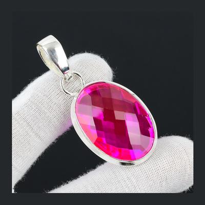 Pink Mystic Topaz Gemstone Handmade 925 Sterling Silver Jewelry Pendant Statement Bohemian Pendant Pink Mystic Topaz Gemstone Pendant For Gifts