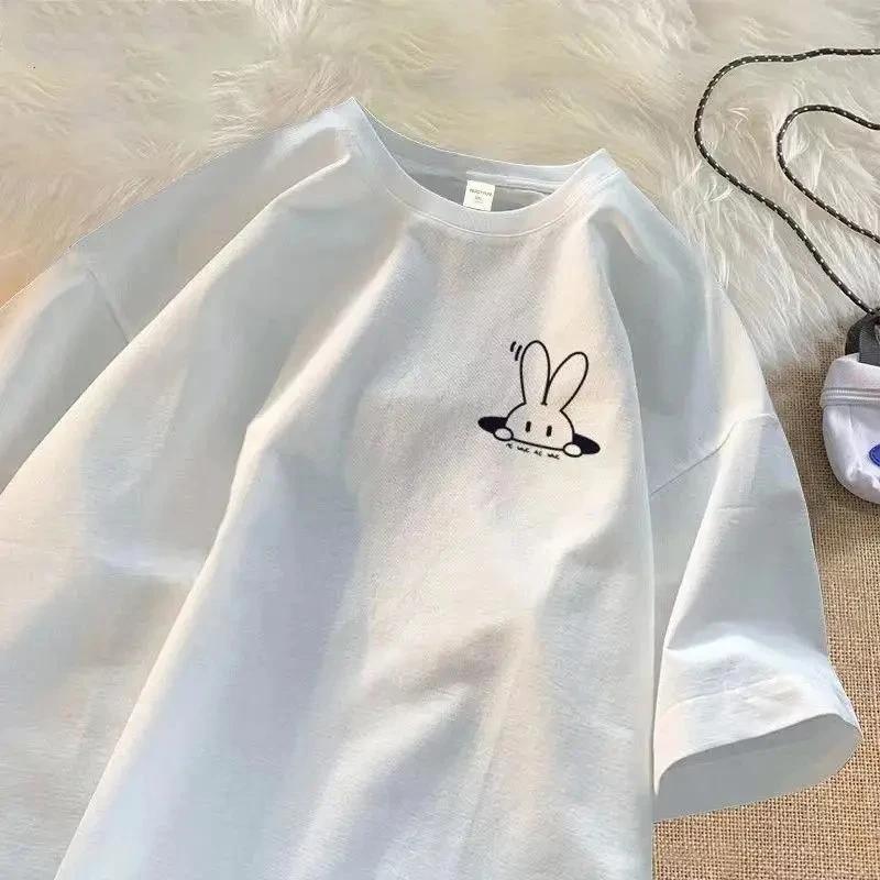 Women Fashion Summer Casual Outfit Clothing New Rabbit Printed Short Sleeved Tshirt for Womens Tshirt Clothing Street Casual