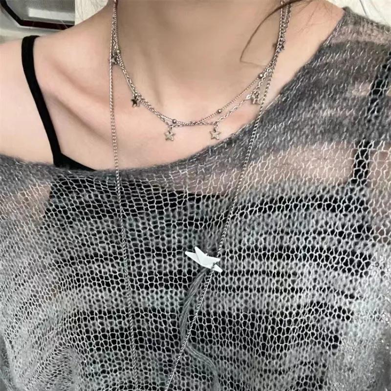 Double Layer Star Pendant Necklaces for Women Fashion Neck Decoration Clavicle Chain Vintage Jewelry Accessories Gift