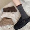 Wool Socks Children'S Warm Thickened Socks Fleece Medium Tube Socks Contrast Twist Striped Stacking Socks