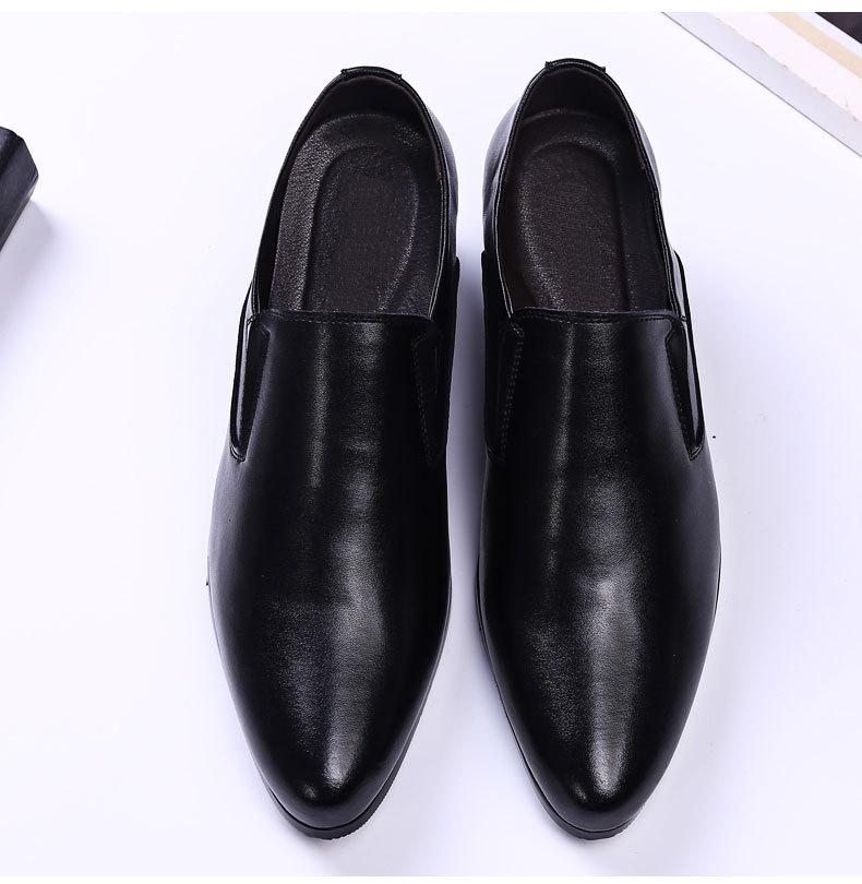 Men's High Heel Leather Shoes - 6CM and 8CM Height Options, Genuine Leather, Trendy Pointed Design