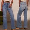 Nieuwe Dames Hoge Taille Billiftende Flare Jeans, Modieuze Rechte Pijp Bootcut Denim Broeken voor Casual Kleding