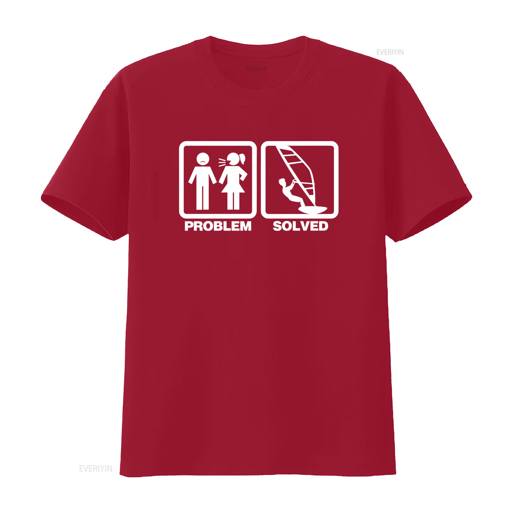 Problem Solved Windsurfing Windsurfer Mens Funny T Shirt vintage Washed Unisex Comfortable graphic Stylish streetwear S