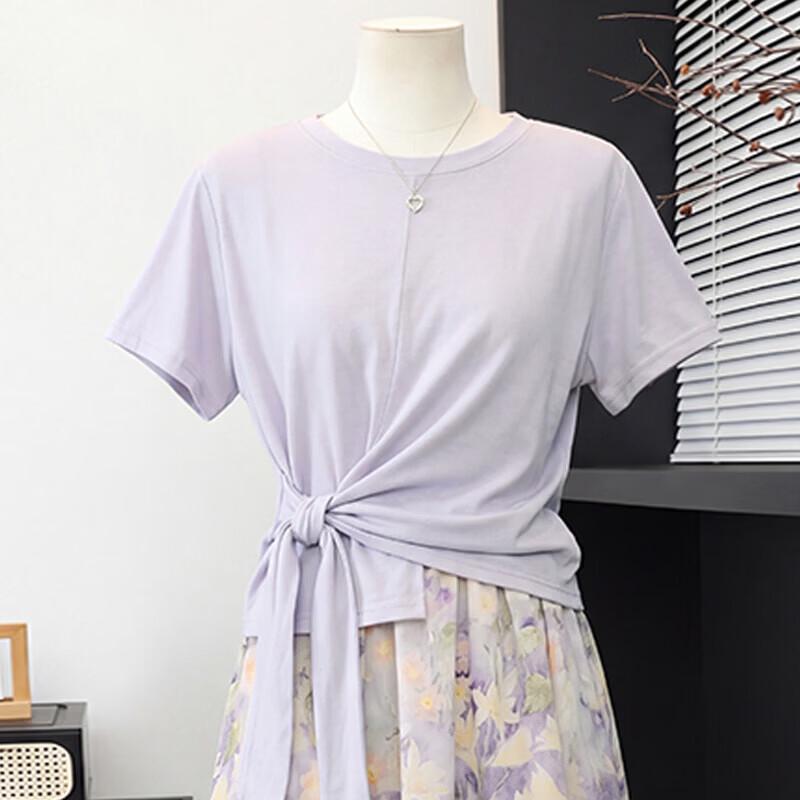 Elegant Middle-Aged Women s Summer Short-Sleeve T-Shirt XL фиолетовый топ
