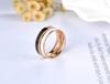 JeeMango Fashion Black/white 2 Colors Painting Oil Rose Gold Color Simple Wedding Rings Jewelry Stainless Steel Ring JR18052