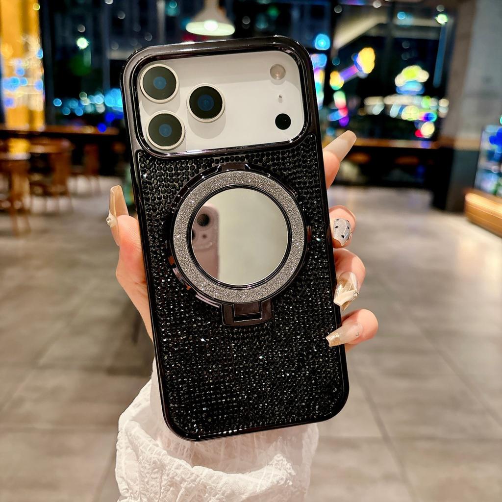 Applicable to Apple 11promax glitter makeup mirror s11 luxury electroplating magnetic suction S11ultra mobile phone case 11Pro