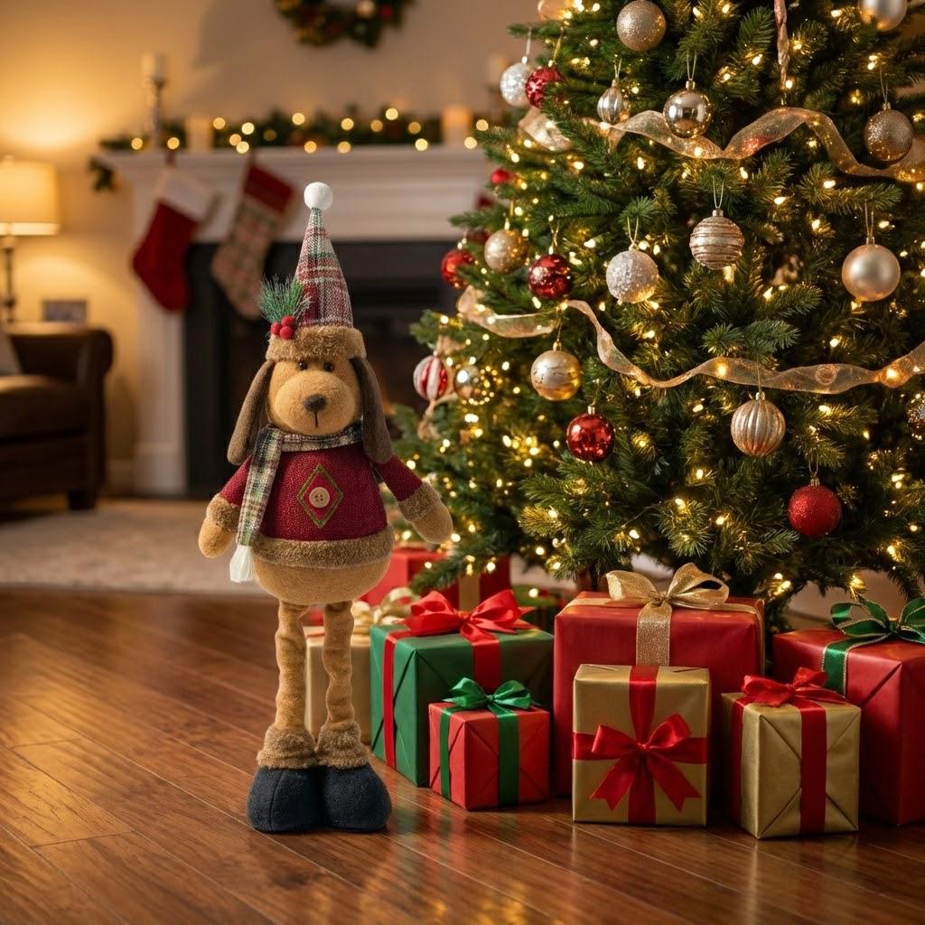 Christmas Telescopic Plush Toys: Santa Claus, Snowman & Reindeer Decorations