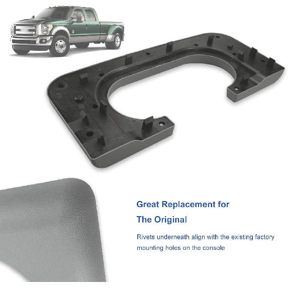 Center Console Cup Holder Armrest Replacement Pad Compatible With Ford F250 F350 F450 F550 1999-2010 Grey(Hard Plastic NOT Padded)