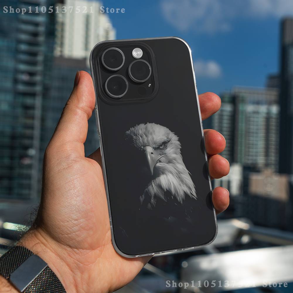Cool Animal Eagle Art Phone Case For iPhone 16,15,17,12,13,14,11 Max,Pro,Plus,X,XS,XR,SE4,E Mini Transparent Cover