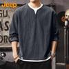 Jeep Men's Waffle Knit Henley Long Sleeve T-Shirt