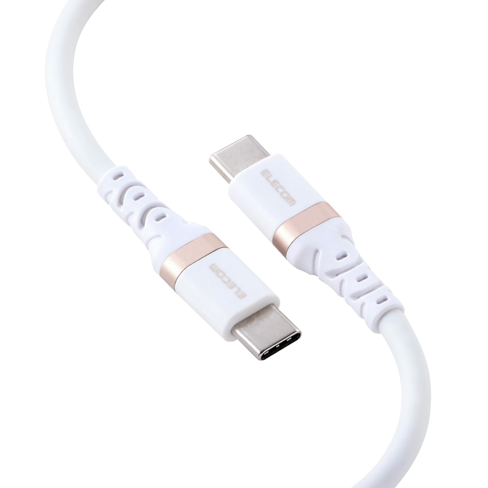 

ELECOM USB 240W PD Silicone Smooth and Fast Data Automatic Voltage iPhone Type-C Cable, 2m, Compatible, Heavy-Duty Material, Soft, Durable, Charging, белый