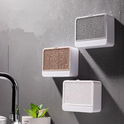 Caja de jabón creativa montada en la pared con tapa, rejillas dobles, escurridor de jabón, soporte para jabón de baño, accesorios de baño