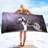 Lightweight Husky Dog Beach Towel Quick Dry Sand Free Pool Bath Towel Soft Outdoor Travel Towels for Camping Swimming Yoga Sport