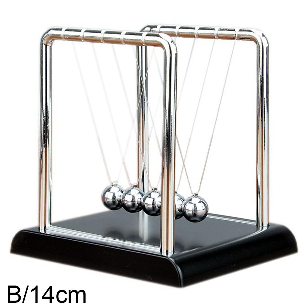 9/14/18cm Alloy Square Newton Cradle Perpetual Motion Collision Balls Stress Relief Toy Creative Desktop Ornament Student Gift