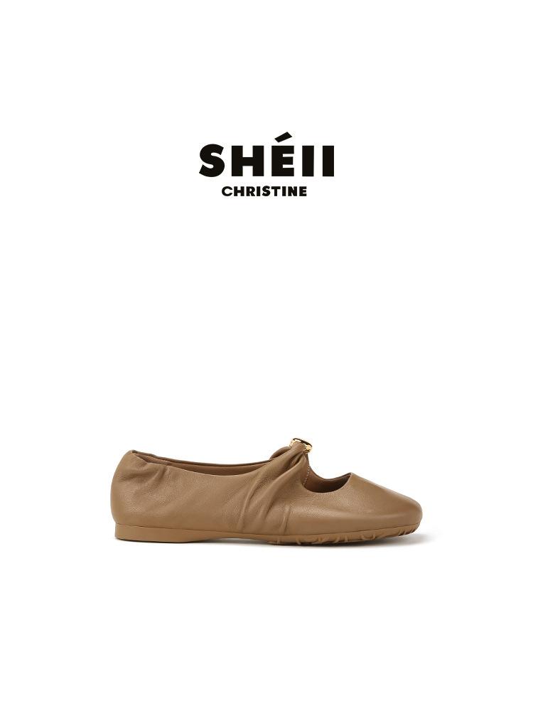 

Sheepskin Su Yinyin has the same super soft small gold ball pleated leather flat Mary Jane shoes women s ballet single shoes grandma shoes 35