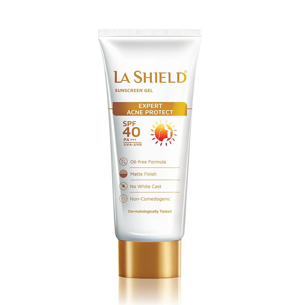 La Shield SPF 40 PA+++ Mineral Sunscreen Gel 50g | Oil-Free Lightweight Matte Finish | No White Cast For Oily, Sensitive & Acne-Prone Skin