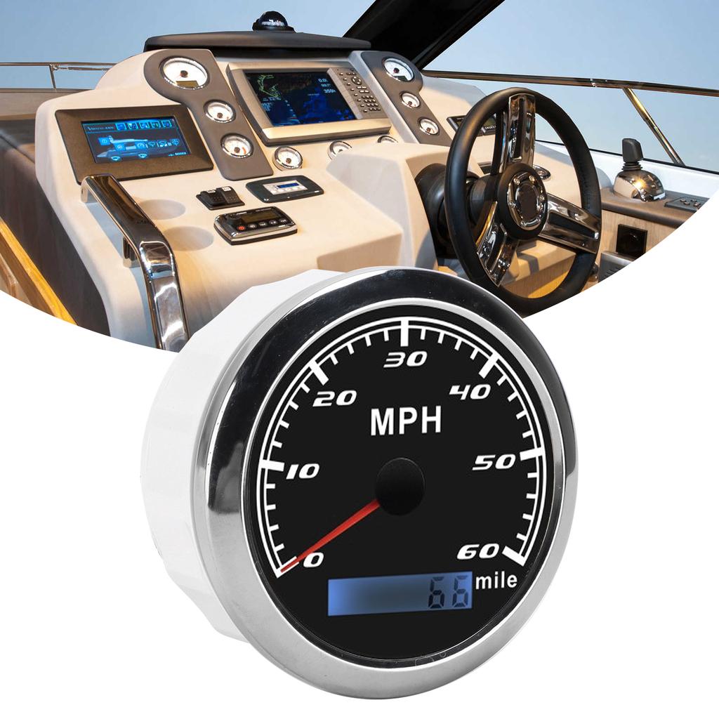   GPS Speedometer 60MPH Speed Gauge 0‑   Mile IP67 Waterproof with Red Backlight for Boat Car Truck