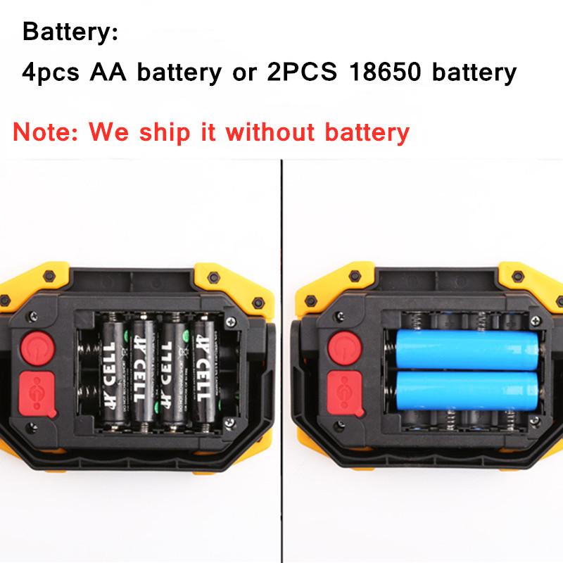 Work Light COB Rechargeable LED Emergency Spotlight Camping Tent Lantern USB Charging Portable Searchlight Outdoor Camping Fishi