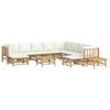 Vidaxl 12-Cz. Garden Furniture Set, Cream Cushions, Bamboo