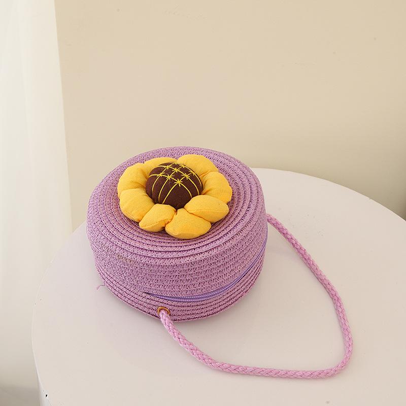 Round Straw Bag Women Woven Crossbody Beach Bag for Ladies Cute Rattan Handmade Knitted Shoulder Bag