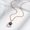Blauer Zirkonia-Blütenblatt-Goldener großer Anhänger Doppelte Hohle dicke Kette Halskette für Frauen Vintage-Schmuck Luxus-Accessoires