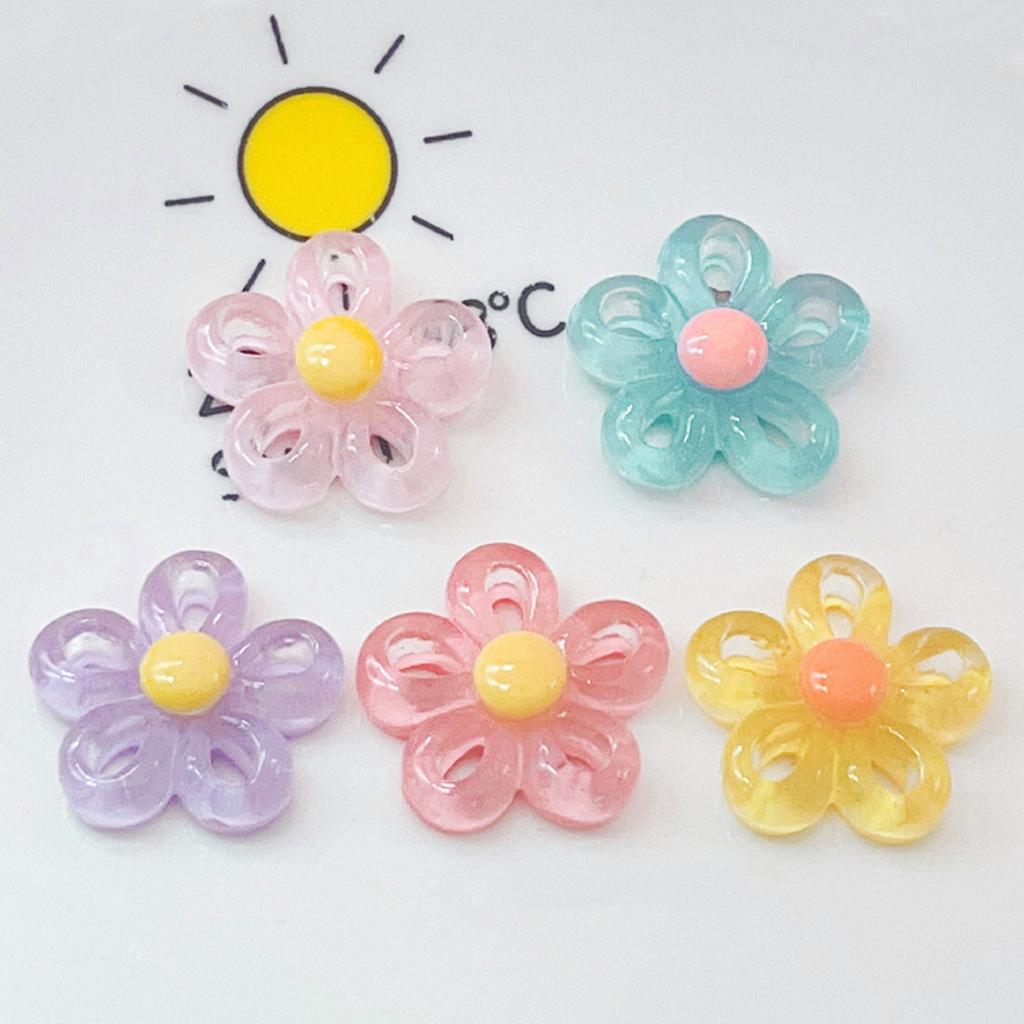Bunte Hohlblumen-Anhänger Halskette Armband Schmuckherstellung Handgemachte Bastelartikel DIY-Zubehör 23x23mm 5 Farben