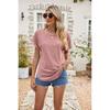 2026 Summer New Hollow-Out Round Neck Short Sleeve Women's Casual Solid Color T-Shirt
