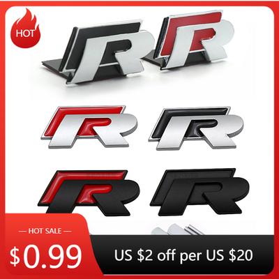 Für VW VOLKSWAGEN 2026 Neues 3D Metall R Kühlergrill-Abzeichen Heckklappen-Emblem Aufkleber Für Volkswagen VW Polo Passat Golf Jetta