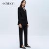 Edition Women's High Waist Slim Straight Black Trousers