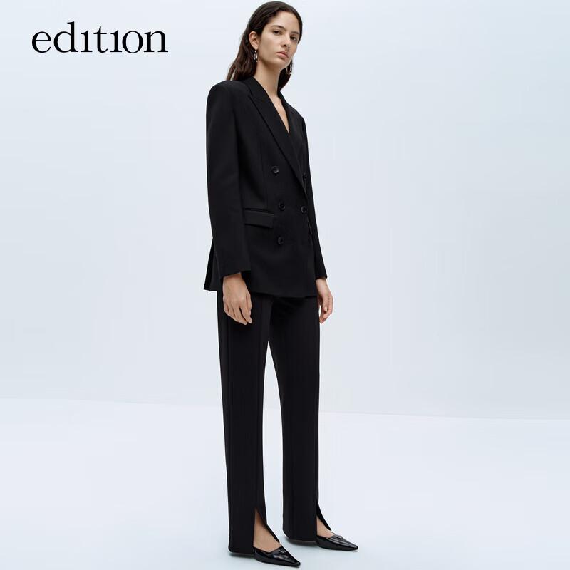 

Edition Women s High Waist Slim Straight Black Trousers XS