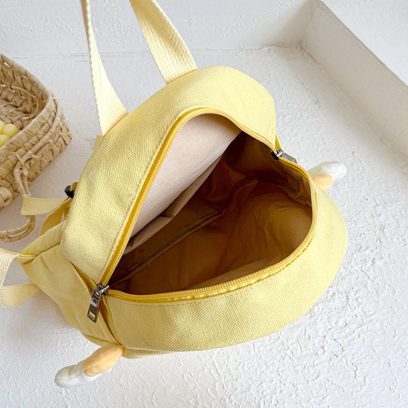 Adorable Korean Style Cartoon Backpack For Kids Lightweight Canvas Bag With Embroidery